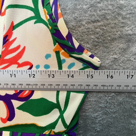 Vtg Junior Aim Juniors Colorful Floral Tropical Retro Cut Out Back Maxi Dress S* - Picture 7 of 10